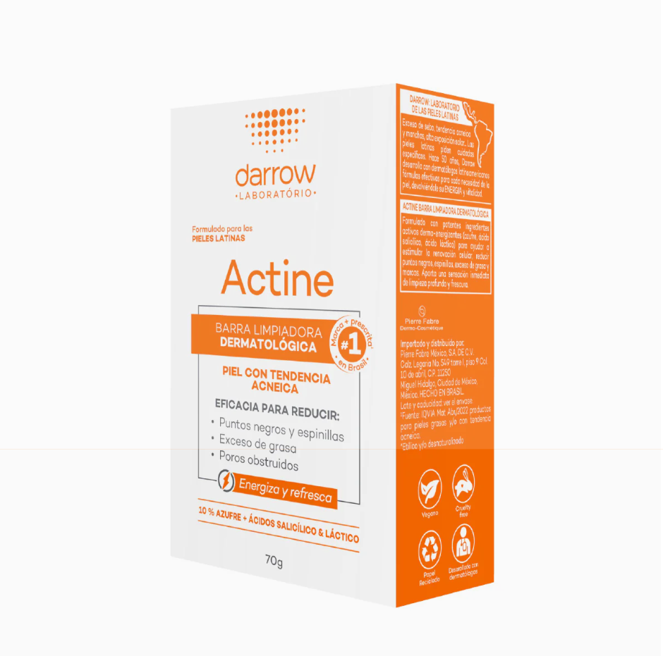 Foto 6 pulgar | Kit Anti Acne Granos Y Espinillas: Darrow Actine Gel Limpiador Y Barra Para Piel Grasa Y Acneica 2 Piezas