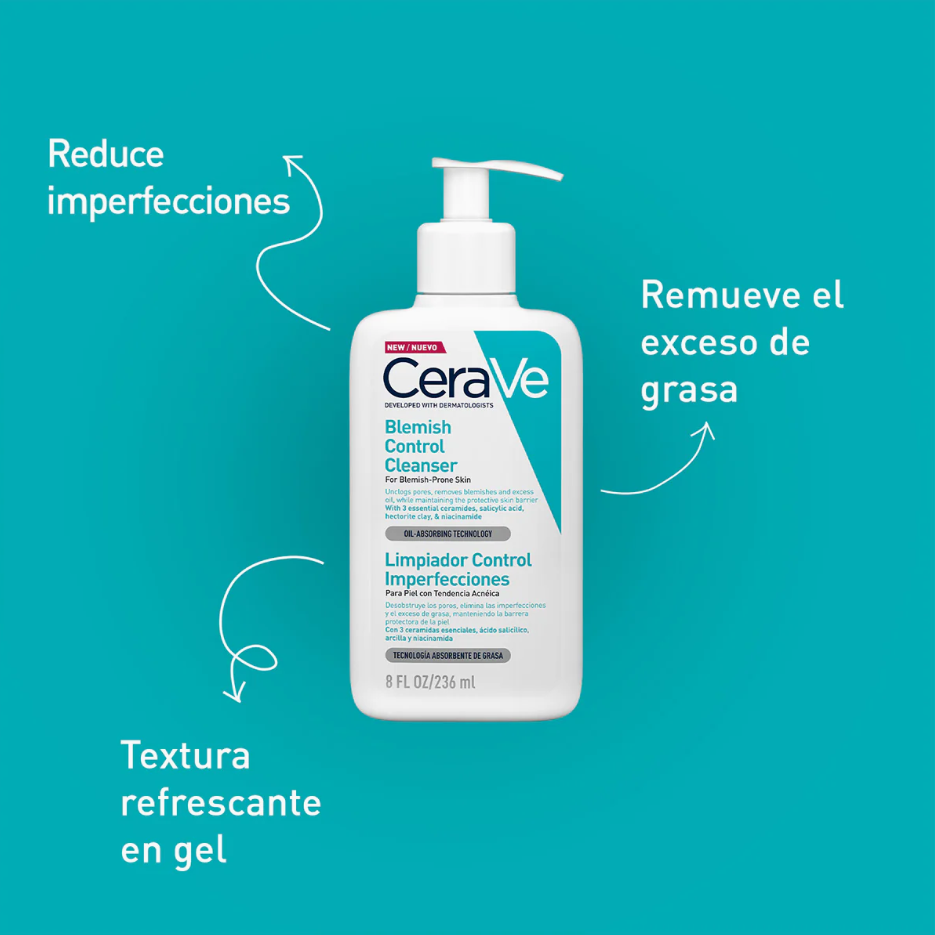 Foto 3 pulgar | Cerave Limpiador Control Imperfecciones 236ml Gel Facial Con Ácido Salicílico Para Piel Grasa