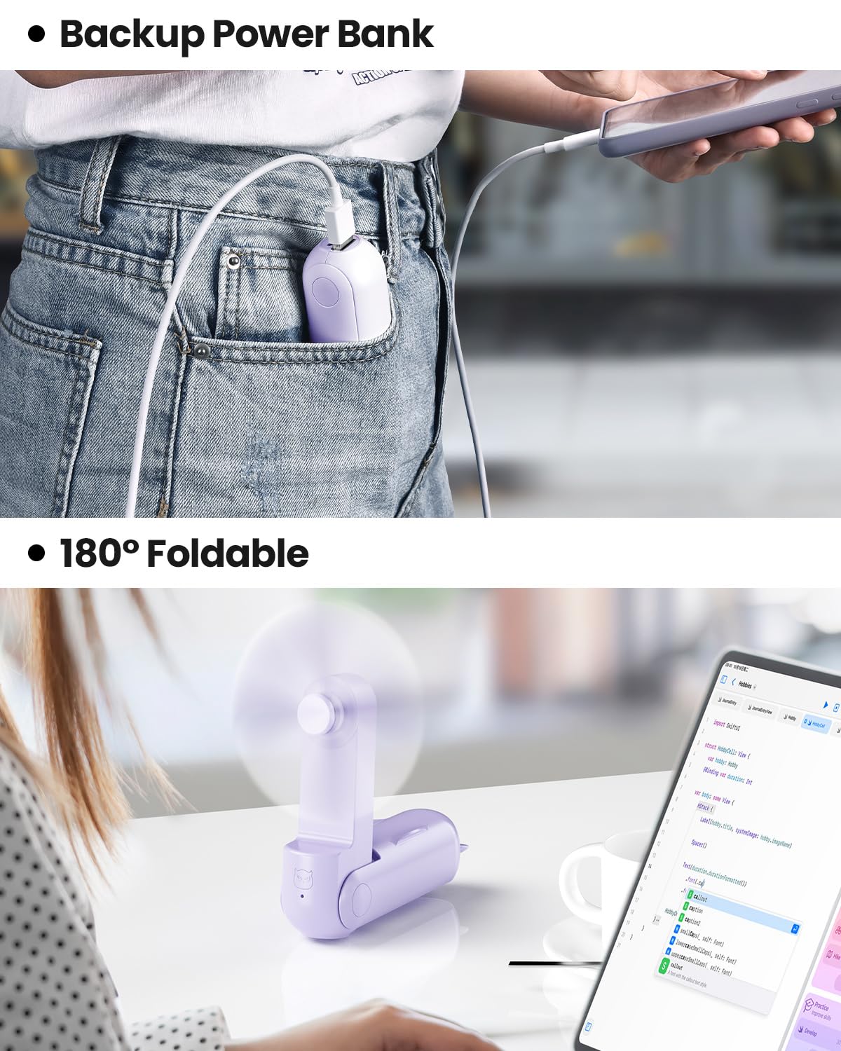 Foto 4 pulgar | Ventilador Portátil De Mano Gaiatop Plegable Con Batería De 2000 Mah - Venta Internacional.