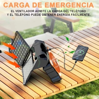 Foto 3 | Ventilador Portátil Camping Usb Con Luz Led Recargable Solar Eo Safe Imports Esi-19125 Negro