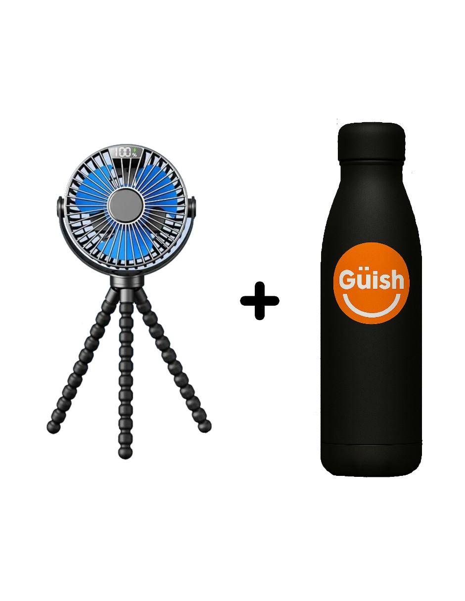 Foto 2 pulgar | Trípode Flexible Ventilador Portátil Negro + Gratis Termo Güish De Regalo