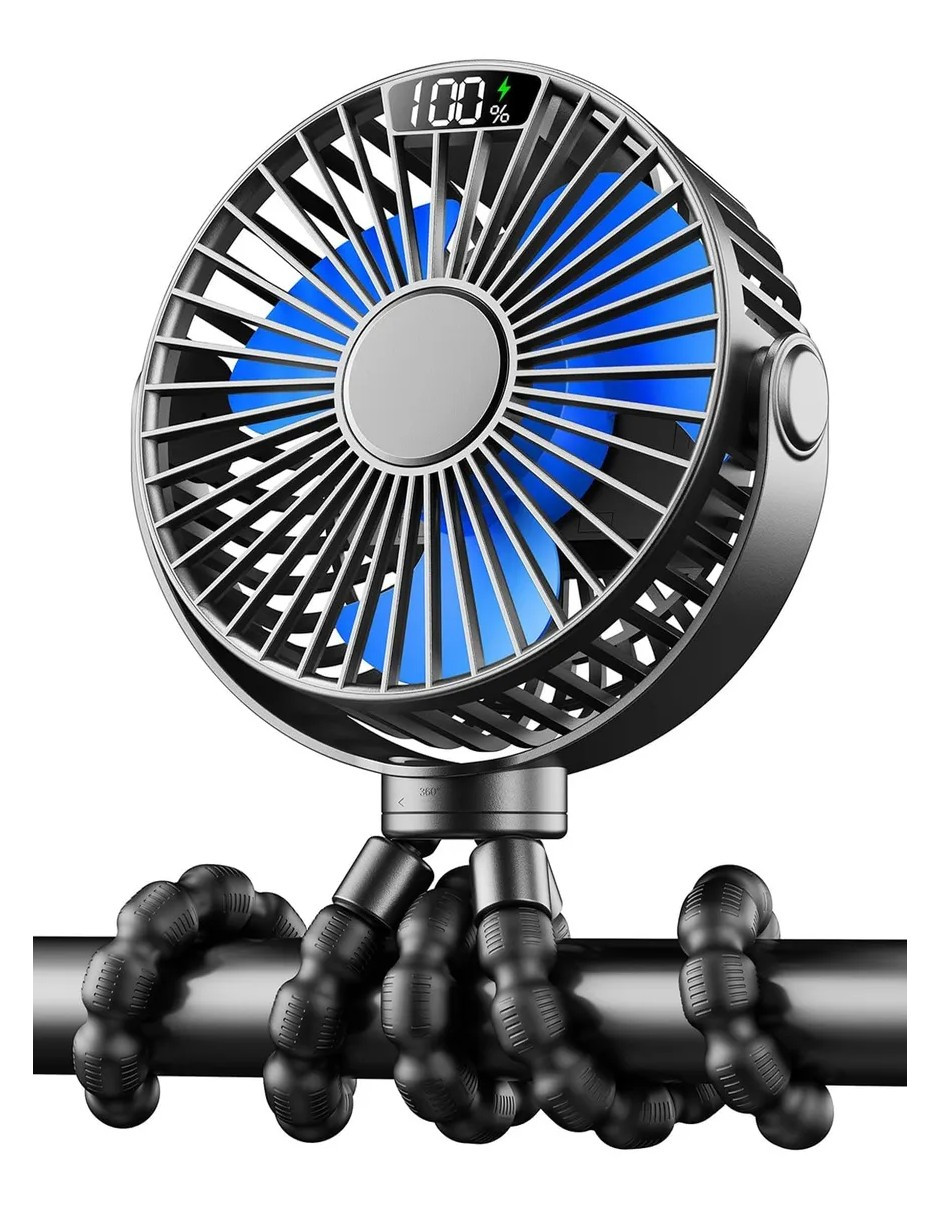 Foto 4 | Trípode Flexible Ventilador Portátil Negro + Gratis Termo Güish De Regalo