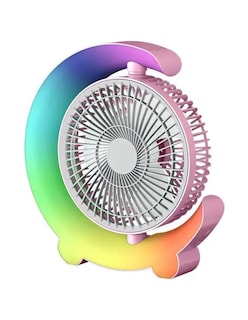 Foto 4 | Ventilador De Escritorio Con Luz Nocturna Rosa + Gratis Termo Güish De Regalo
