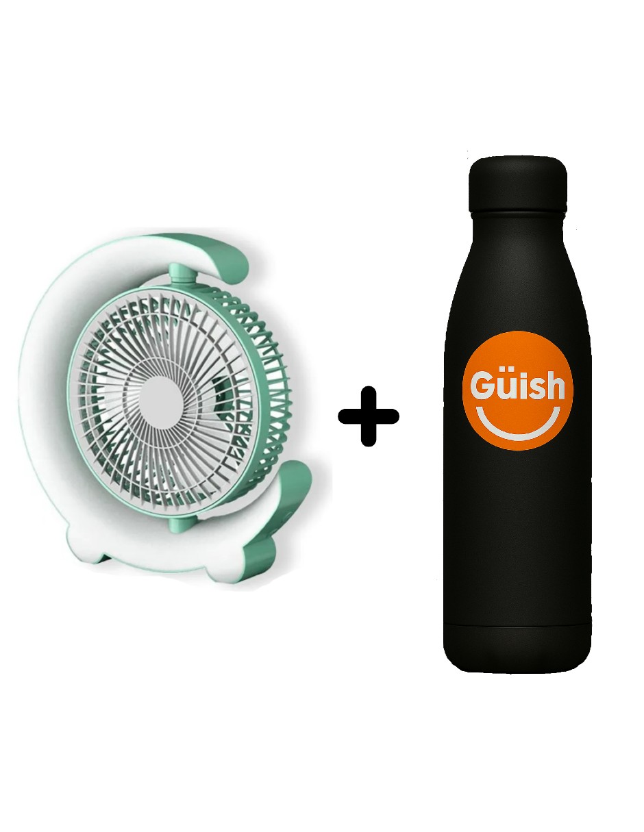 Foto 1 | Ventilador De Escritorio Con Luz Nocturna Verde + Gratis Termo Güish De Regalo
