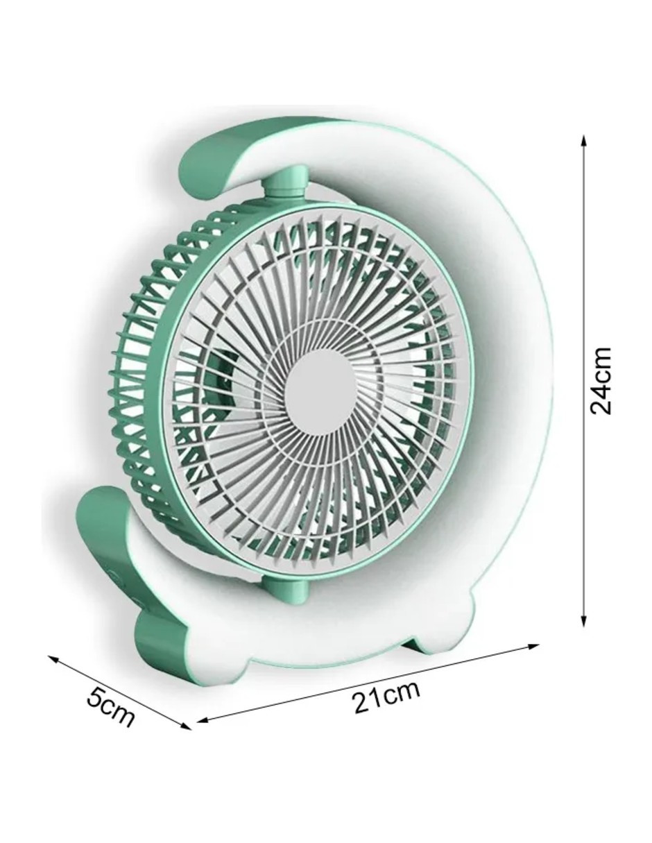 Foto 3 | Ventilador De Escritorio Con Luz Nocturna Verde + Gratis Termo Güish De Regalo