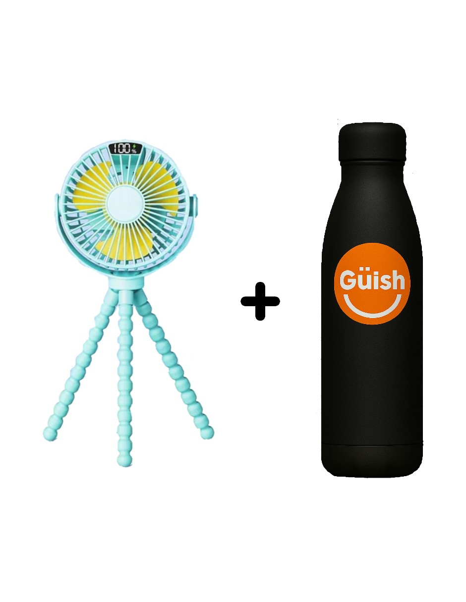 Foto 2 pulgar | Trípode Flexible Ventilador Portátil Verde + Gratis Termo Güish De Regalo