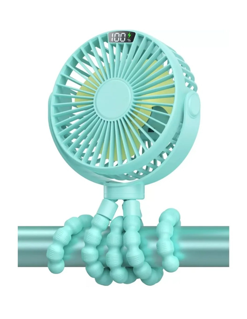 Foto 5 pulgar | Trípode Flexible Ventilador Portátil Verde + Gratis Termo Güish De Regalo