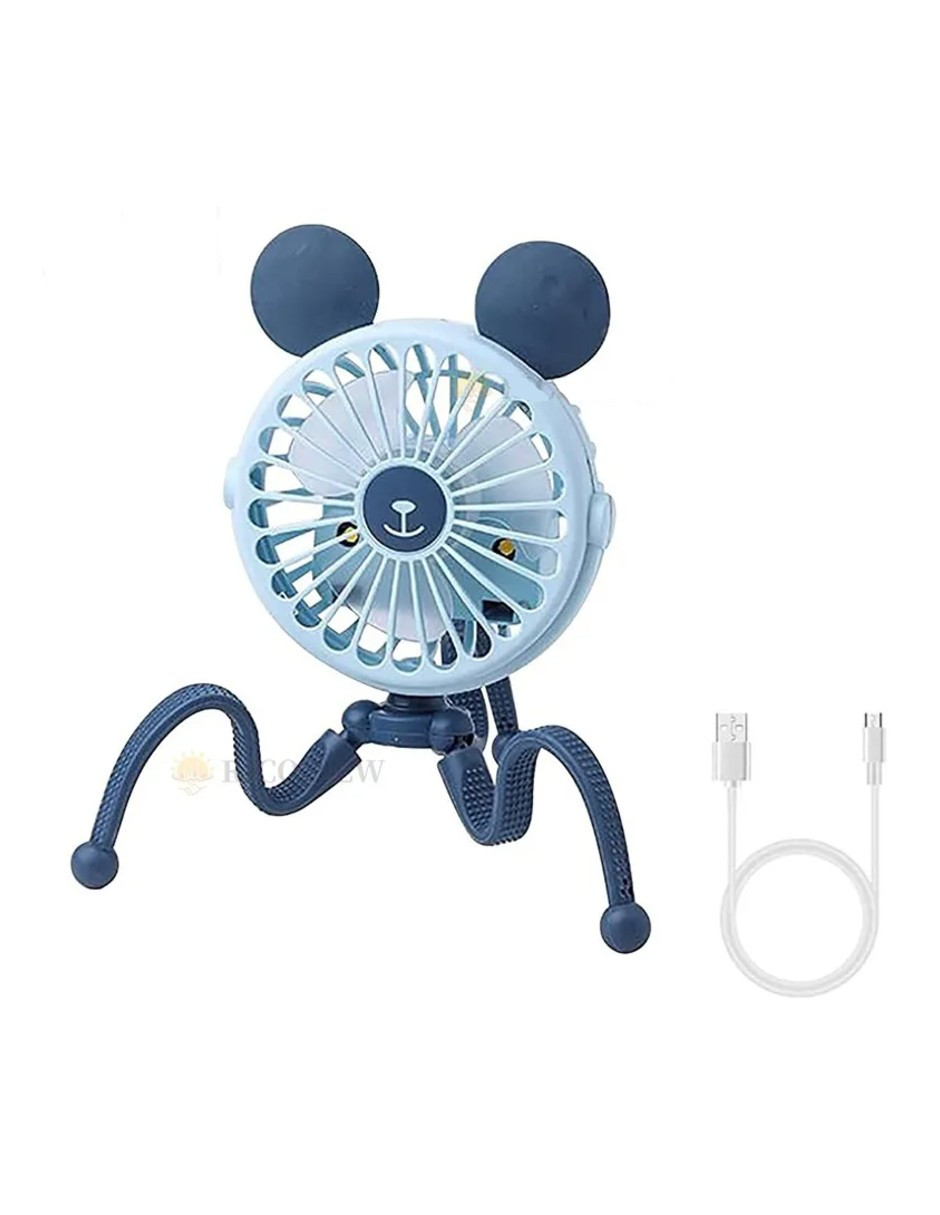 Foto 4 pulgar | Mini Ventilador Portátil Ajustable Usb Y Luz Led Azul + Gratis Termo Güish De Regalo