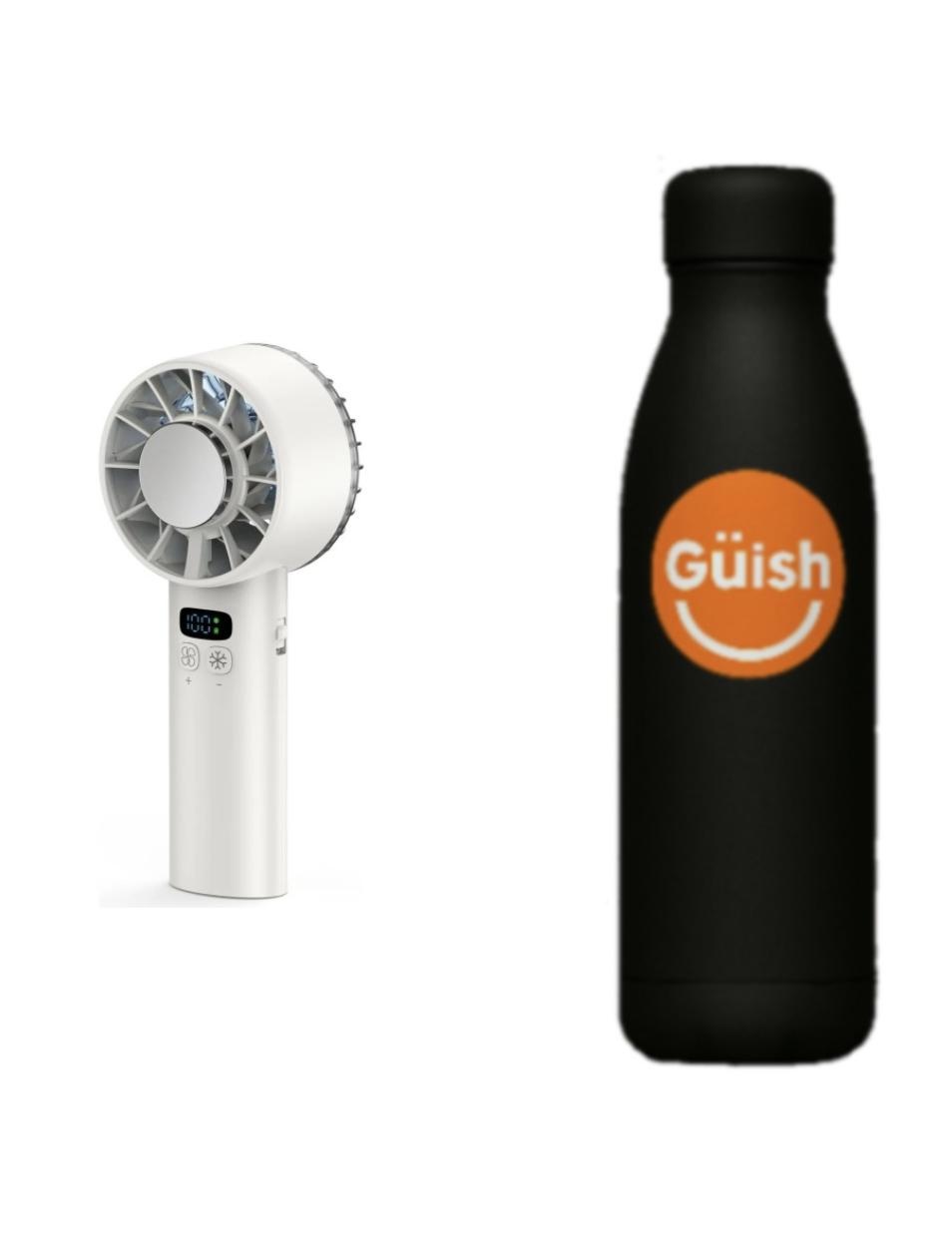 Mini Ventilador De Mano Portátil Blanco + Termo Güish De Regalo