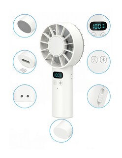 Foto 3 | Mini Ventilador De Mano Portátil Blanco + Termo Güish De Regalo