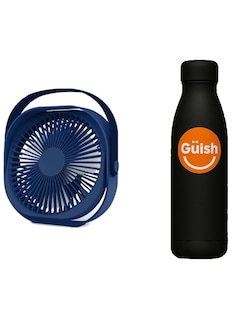 Foto 1 | Ventilador De Escritorio Portátil Recargable Azul + Gratis Termo Güish De Regalo