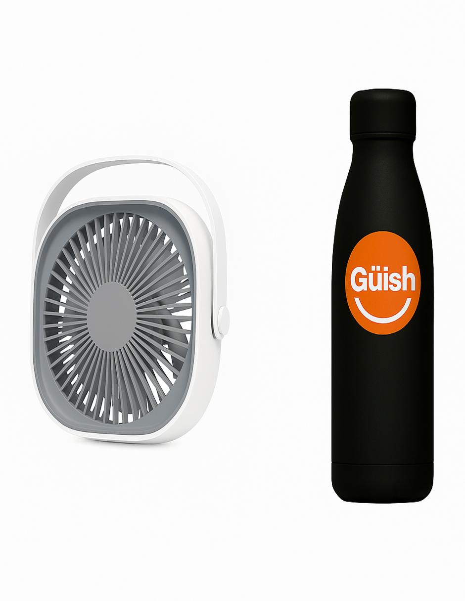 Foto 2 pulgar | Ventilador De Escritorio Portátil Recargable Blanco + Gratis Termo Güish De Regalo