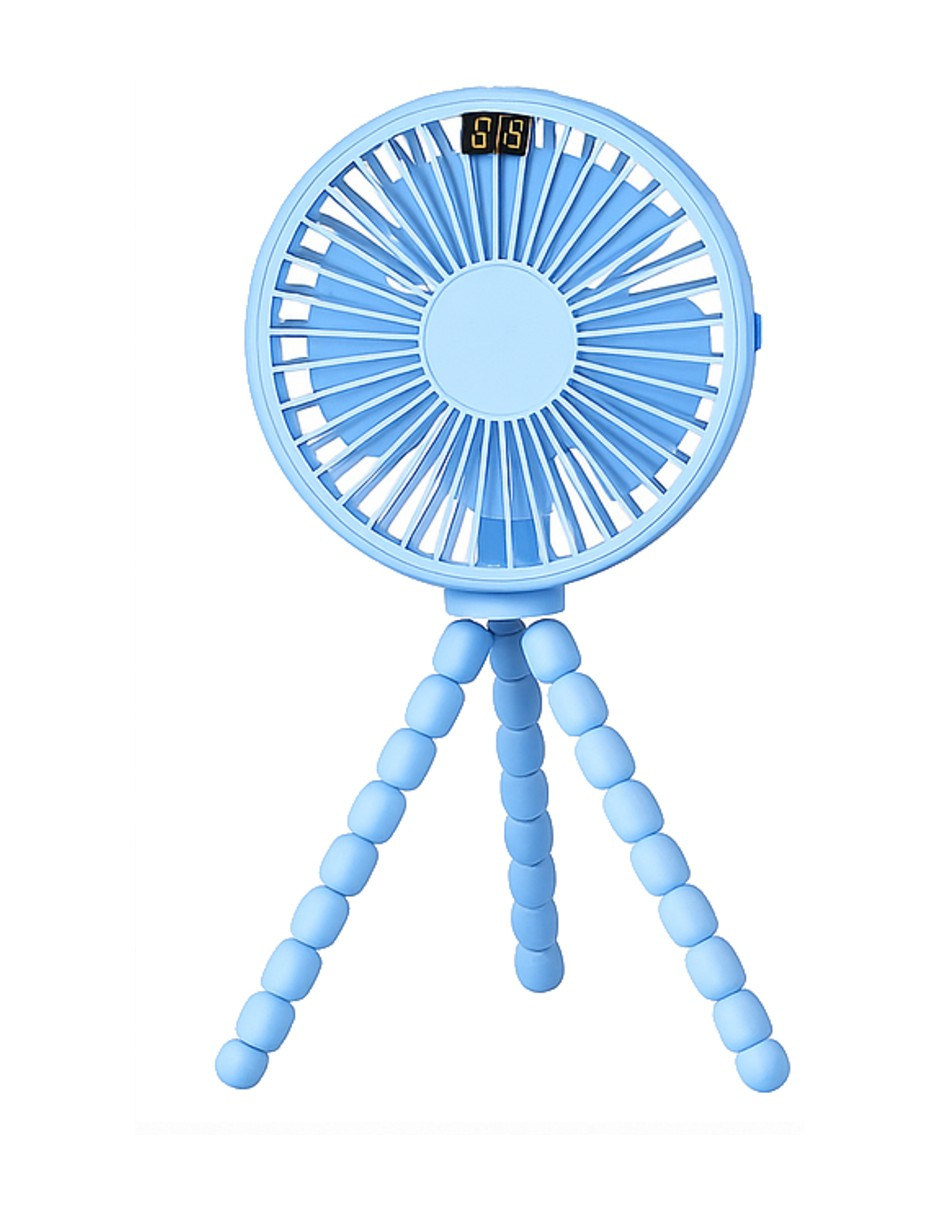 Foto 3 pulgar | Trípode Flexible Ventilador Portátil Azul + Gratis Termo Güish De Regalo