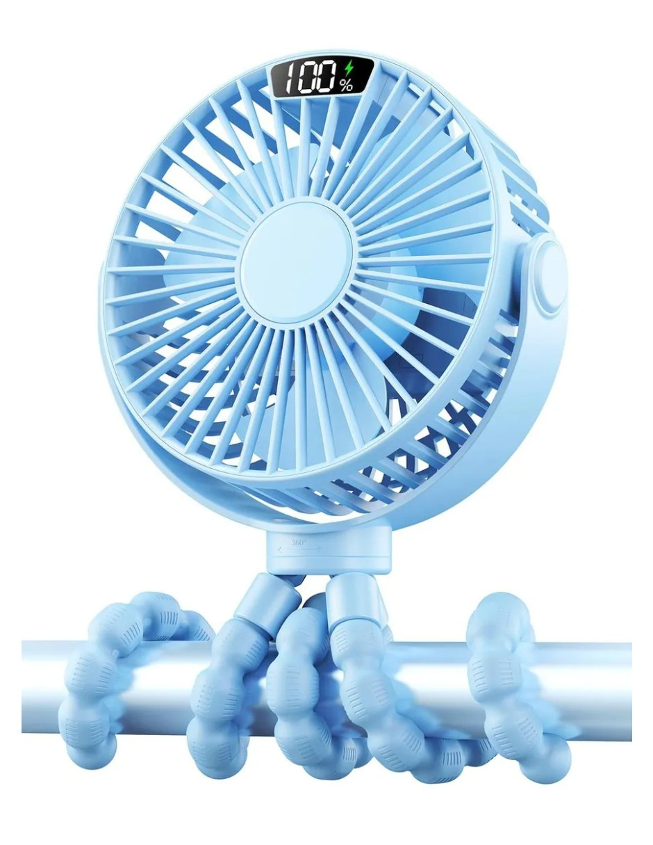 Foto 5 pulgar | Trípode Flexible Ventilador Portátil Azul + Gratis Termo Güish De Regalo
