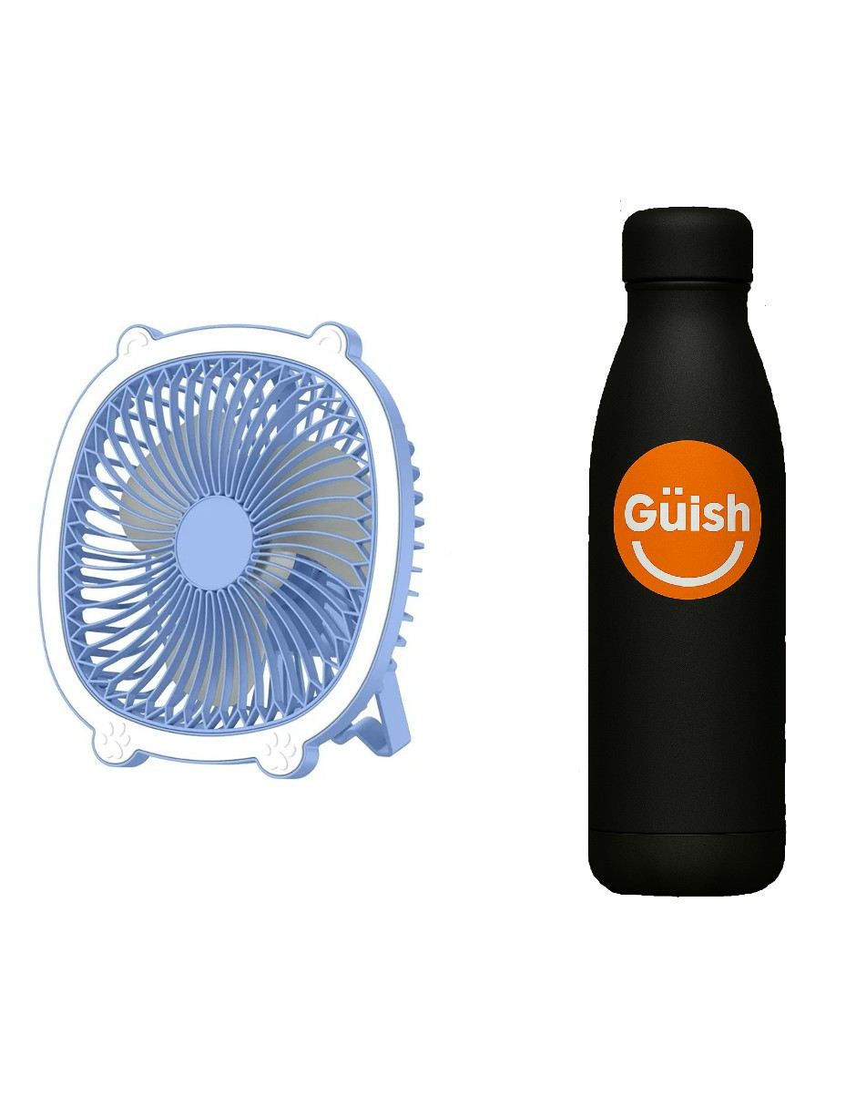 Foto 2 pulgar | Ventilador Recargable Portatil Con Luz Led + Gratis Termo Güish De Regalo