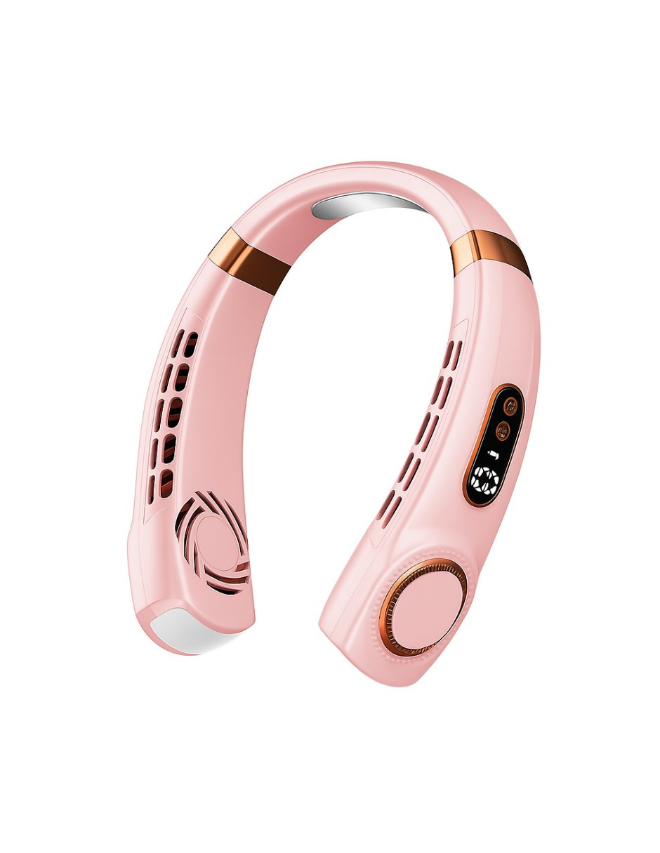 Ventilador De Cuello Usb 5 Modos Con Porcelana De Hielo + Luz Rosa Ventilador Portátil De Cuello Sin Aspas Ajustable A
