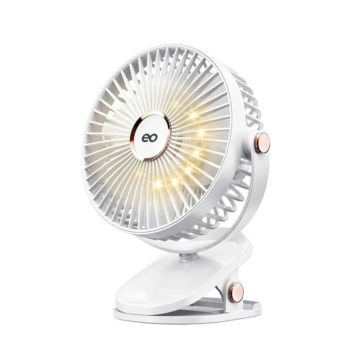 Ventilador Portátil Redondo Recargable Con Clip Eo Safe Imports Esi-20127 Blanco