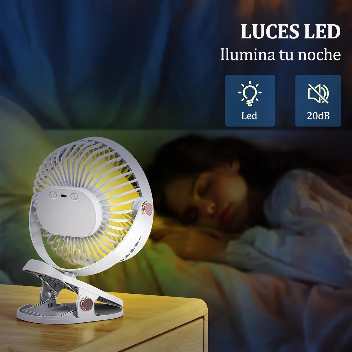 Foto 3 pulgar | Ventilador Portátil Redondo Recargable Con Clip Eo Safe Imports Esi-20127 Blanco