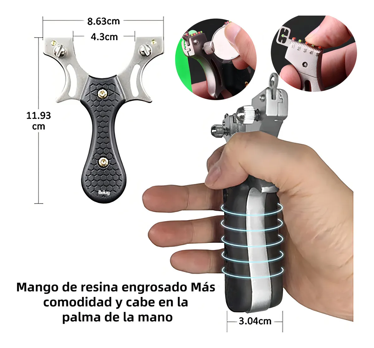 Foto 3 pulgar | Resortera Belug Profesional De Metal Con Láser Para Exteriores Negro Verde