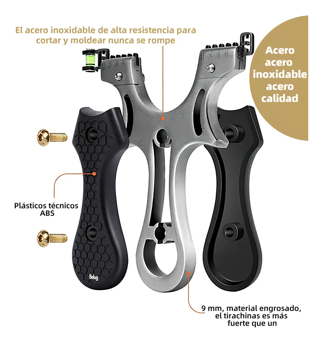 Foto 4 pulgar | Resortera Belug Profesional De Metal Con Láser Para Exteriores Negro Verde