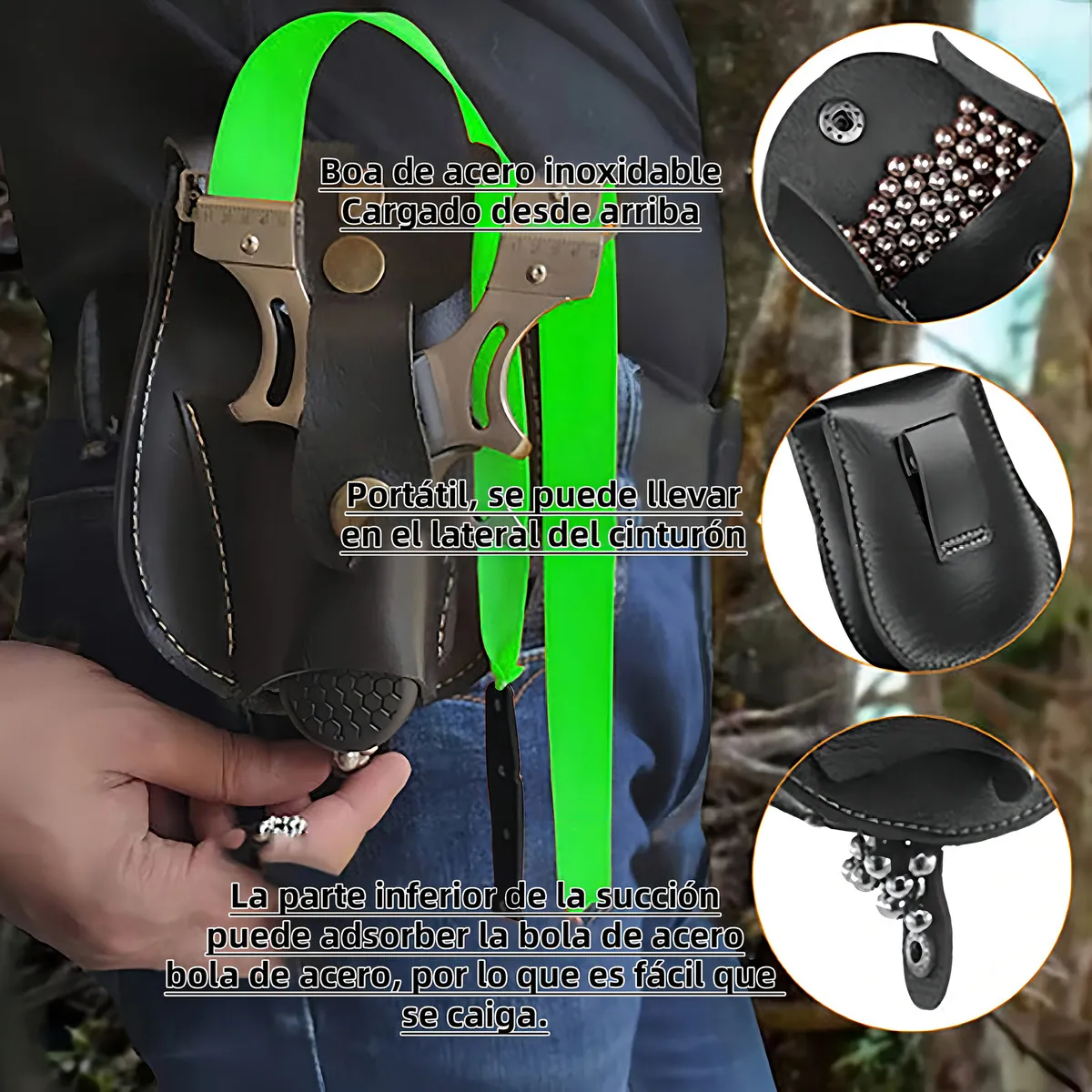 Foto 5 pulgar | Resortera Belug Profesional De Metal Con Láser Para Exteriores Negro Verde
