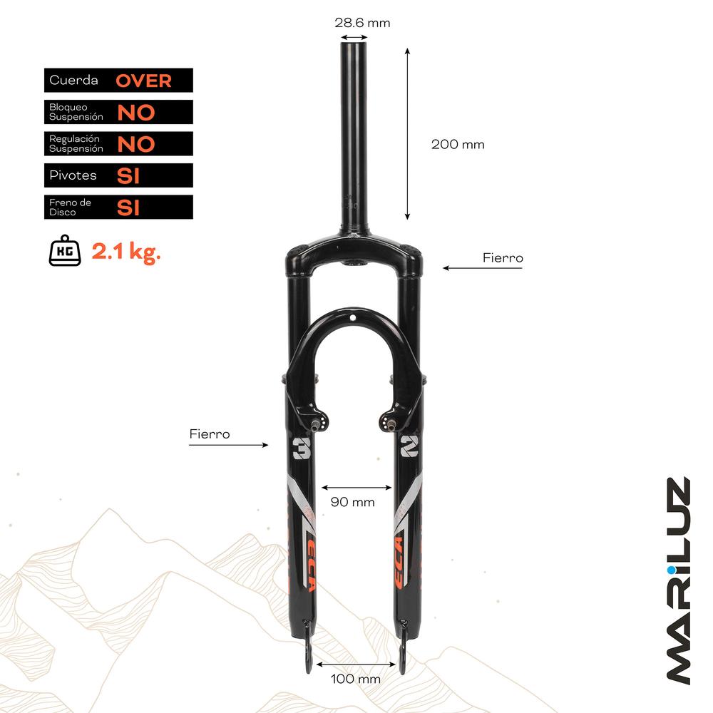 Foto 3 pulgar | Tijera Para Bicicleta Mariluz R29 28.6mm Sin Rosca Freno De Disco Suspension Negro