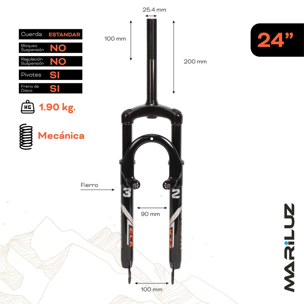 Foto 3 pulgar | Tijera Para Bicicleta Mariluz R24 25.4 Mm Fe Con Rosca Suspension Negro