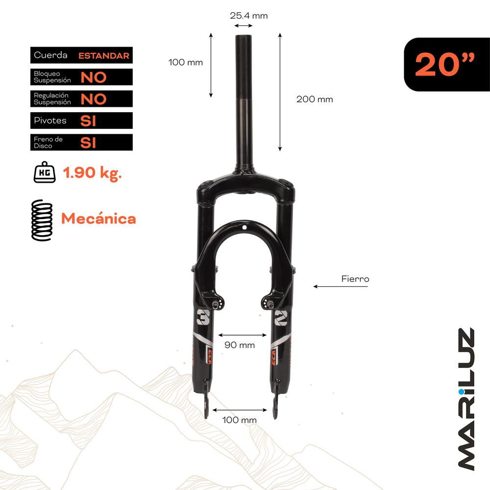 Foto 3 pulgar | Tijera Para Bicicleta Mariluz R20 25.4 Mm Fe Con Rosca Suspension Negro