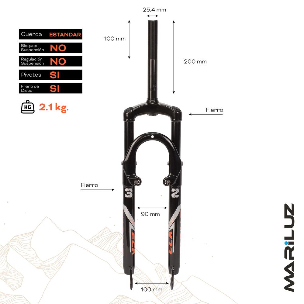 Foto 3 pulgar | Tijera Para Bicicleta Mariluz R29 25.4 Mm Con Rosca Freno De Disco Y Freno V Suspension Negro
