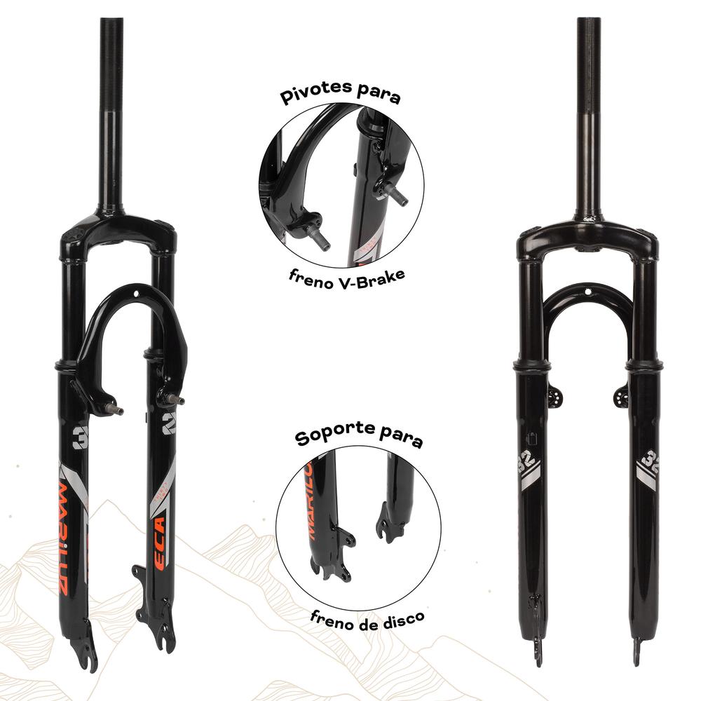Foto 4 pulgar | Tijera Para Bicicleta Mariluz R29 25.4 Mm Con Rosca Freno De Disco Y Freno V Suspension Negro