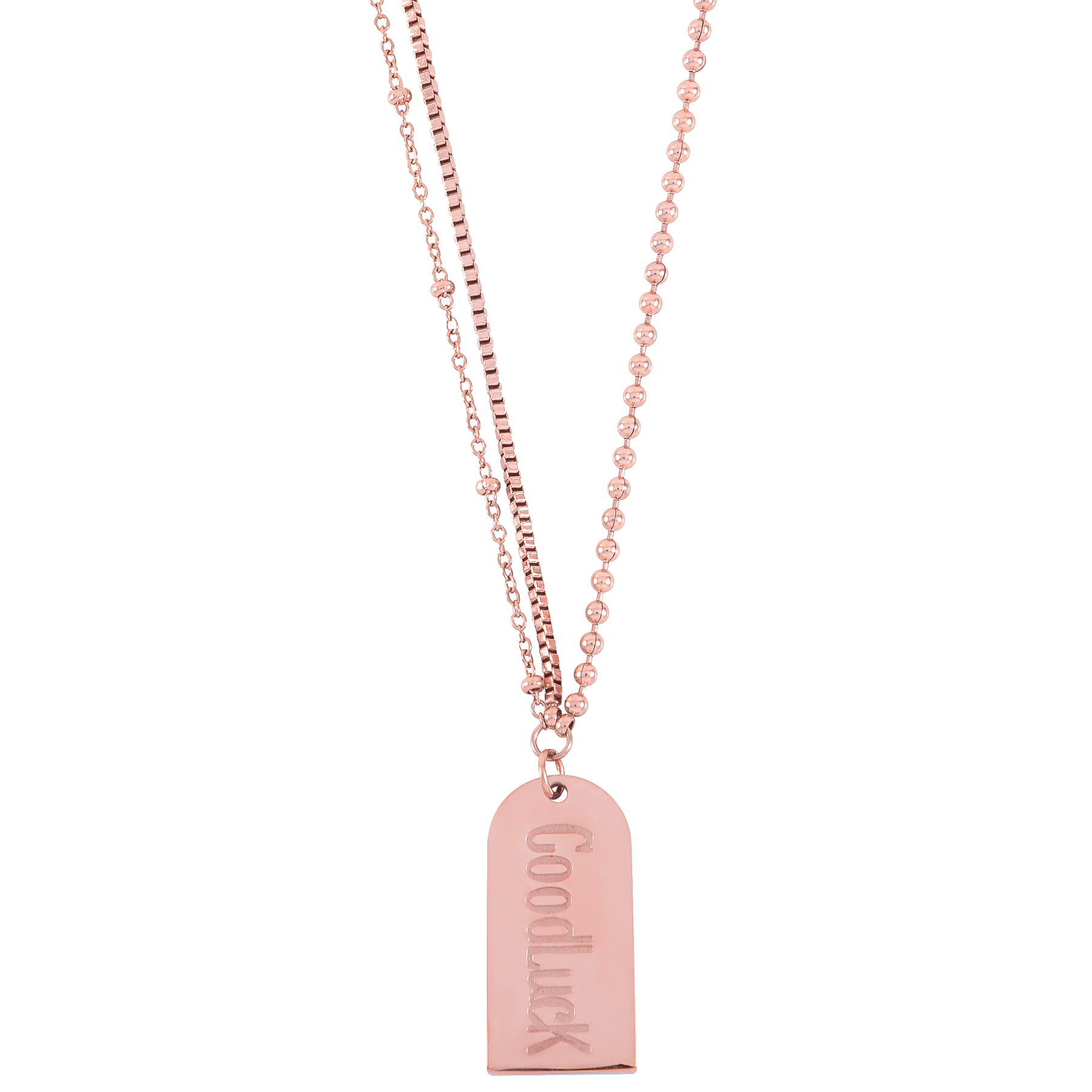 Collar de Acero Inoxidable Joyas Plafer 691c-p Rosa con Placa