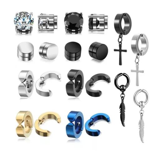 Foto 2 pulgar | 20pzs Piercing Falsos Aretes De Acero Inoxidable Para Hombre