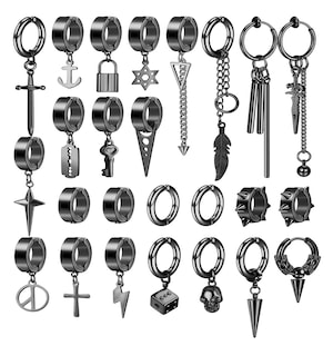 Foto 1 | Aretes Falsos Belug Imán Acero Inoxidable Negro 25 Piezas