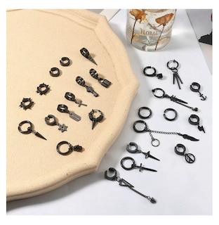 Foto 2 | Aretes Falsos Belug Imán Acero Inoxidable Negro 25 Piezas