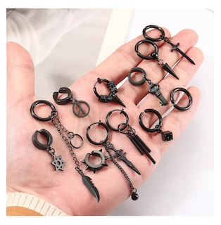 Foto 3 | Aretes Falsos Belug Imán Acero Inoxidable Negro 25 Piezas