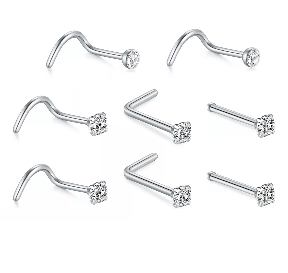 Foto 5 pulgar | 12pc Piercing Nariz Joyería Plata Acero Inoxidable Mujer Plata