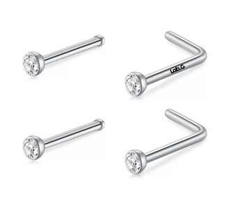 Foto 3 | 12pc Piercing Nariz Joyería Plata Acero Inoxidable Mujer Plata