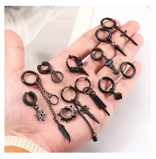 Foto 3 | Aretes Falsos Lab.G Imán Acero Inoxidable Negro 25 Piezas