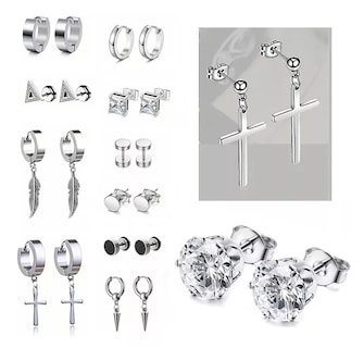Foto 3 | Pendientes De Hombre/mujer Pendientes De Acero Inoxidable Plata