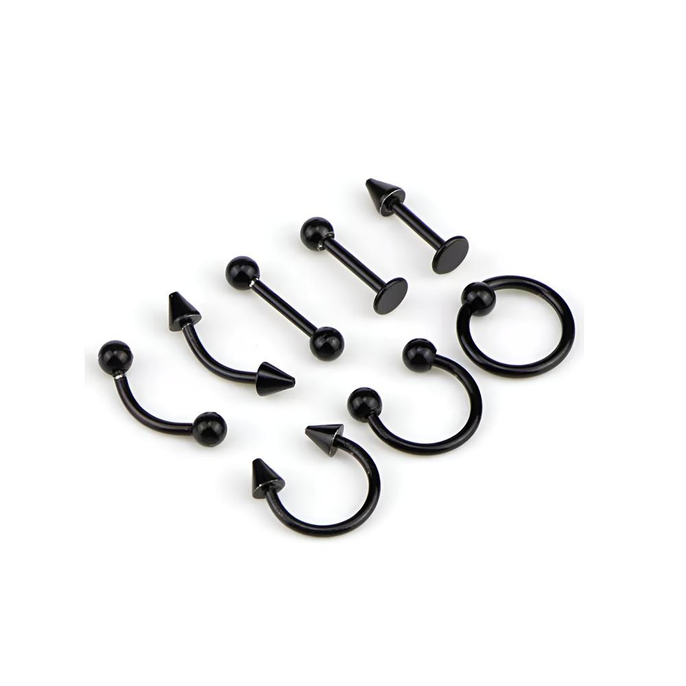 Foto 2 pulgar | Set De 8 Piercing Nariz, Ceja, Labio, Lengua Y Oreja