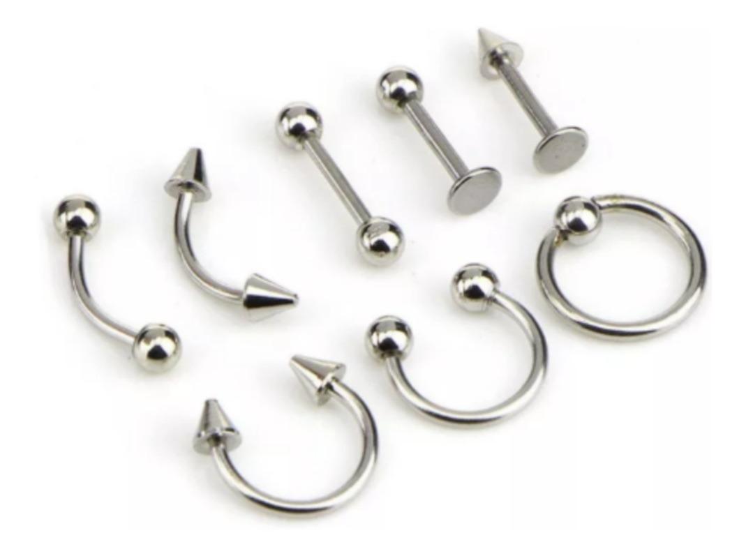 Foto 4 pulgar | Set De 8 Piercing Nariz, Ceja, Labio, Lengua Y Oreja