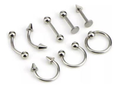 Foto 3 | Set De 8 Piercing Nariz, Ceja, Labio, Lengua Y Oreja