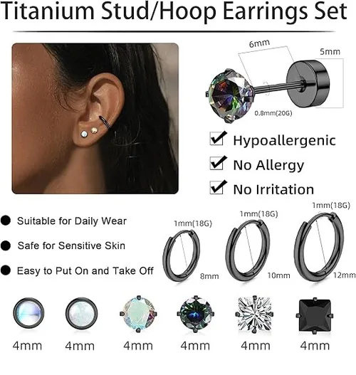 Foto 3 pulgar | 8pare Xtellar Piercing Aretes Oreja Cartílago Acero Inoxidable Mujer