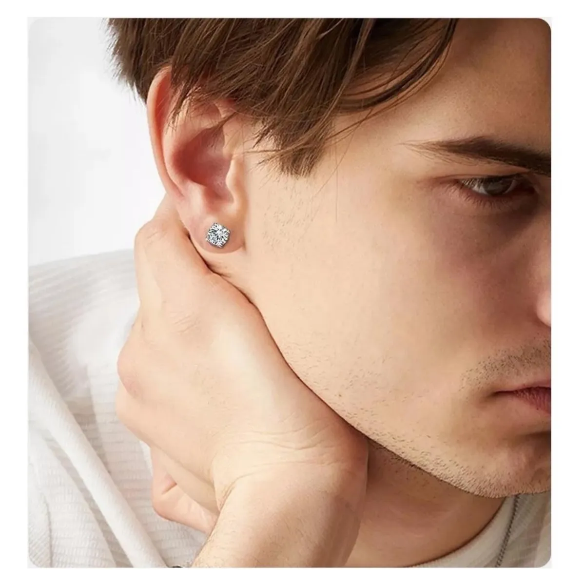 Foto 4 pulgar | 10 Pares Aretes Hombre Falsos Piercing Imán Arracadas Lab.g Plata
