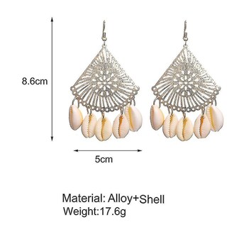 Foto 3 | Pendientes Huoguo Con Colgante Dorado De Concha Y Concha Para Boda - Venta Internacional.