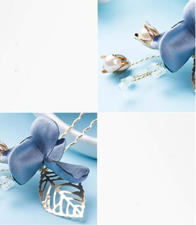 Foto 3 | Horquilla Para El Pelo Huoguo Bride Con Estampado Floral Azul Para Boda X2 - Venta Internacional.