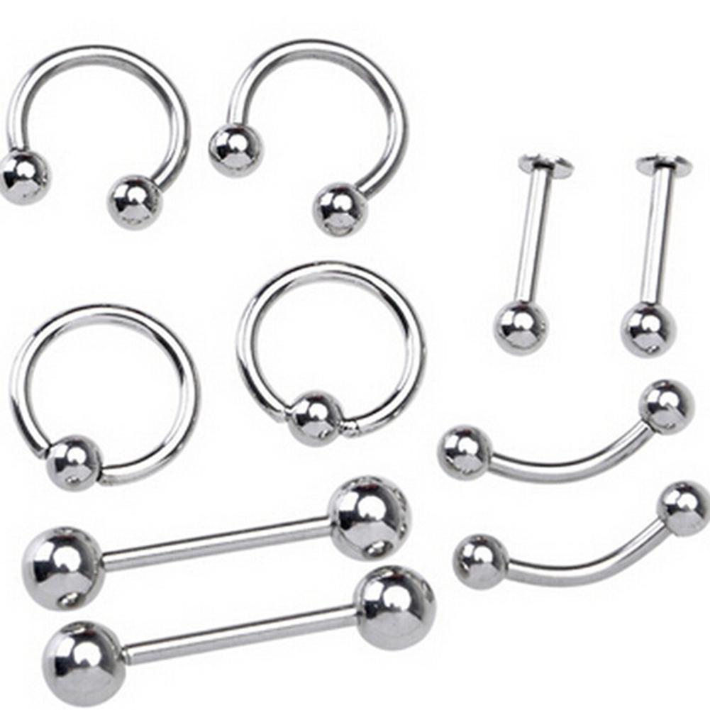 Foto 2 pulgar | Set De Piercings Corporales De Acero Inoxidable Para Lengua  Labios Y Cejas - Venta Internacional.
