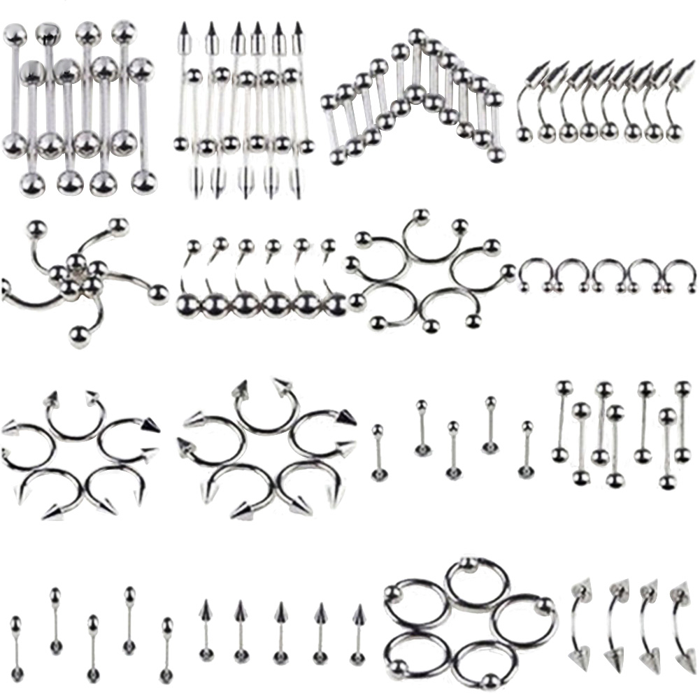 Foto 3 pulgar | Set De Piercings Corporales De Acero Inoxidable Para Lengua  Labios Y Cejas - Venta Internacional.