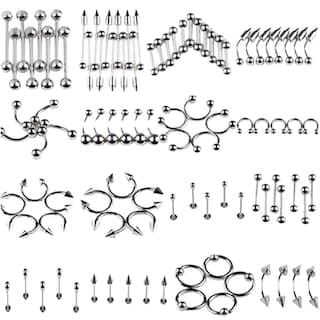 Foto 2 | Set De Piercings Corporales De Acero Inoxidable Para Lengua Labios Y Cejas - Venta Internacional.