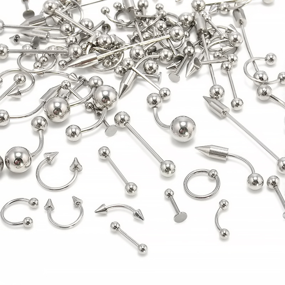 Foto 4 pulgar | Set De Piercings Corporales De Acero Inoxidable Para Lengua  Labios Y Cejas - Venta Internacional.